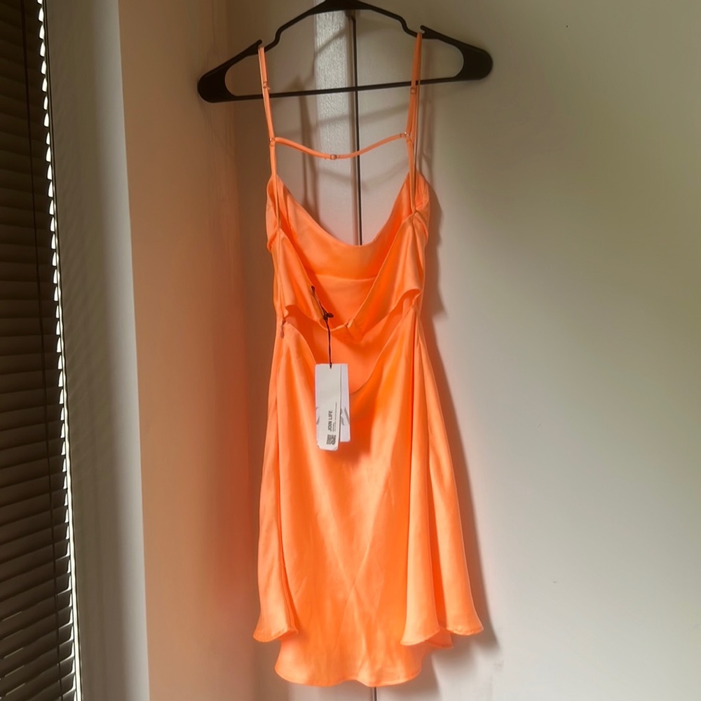 Orange silk mini dress